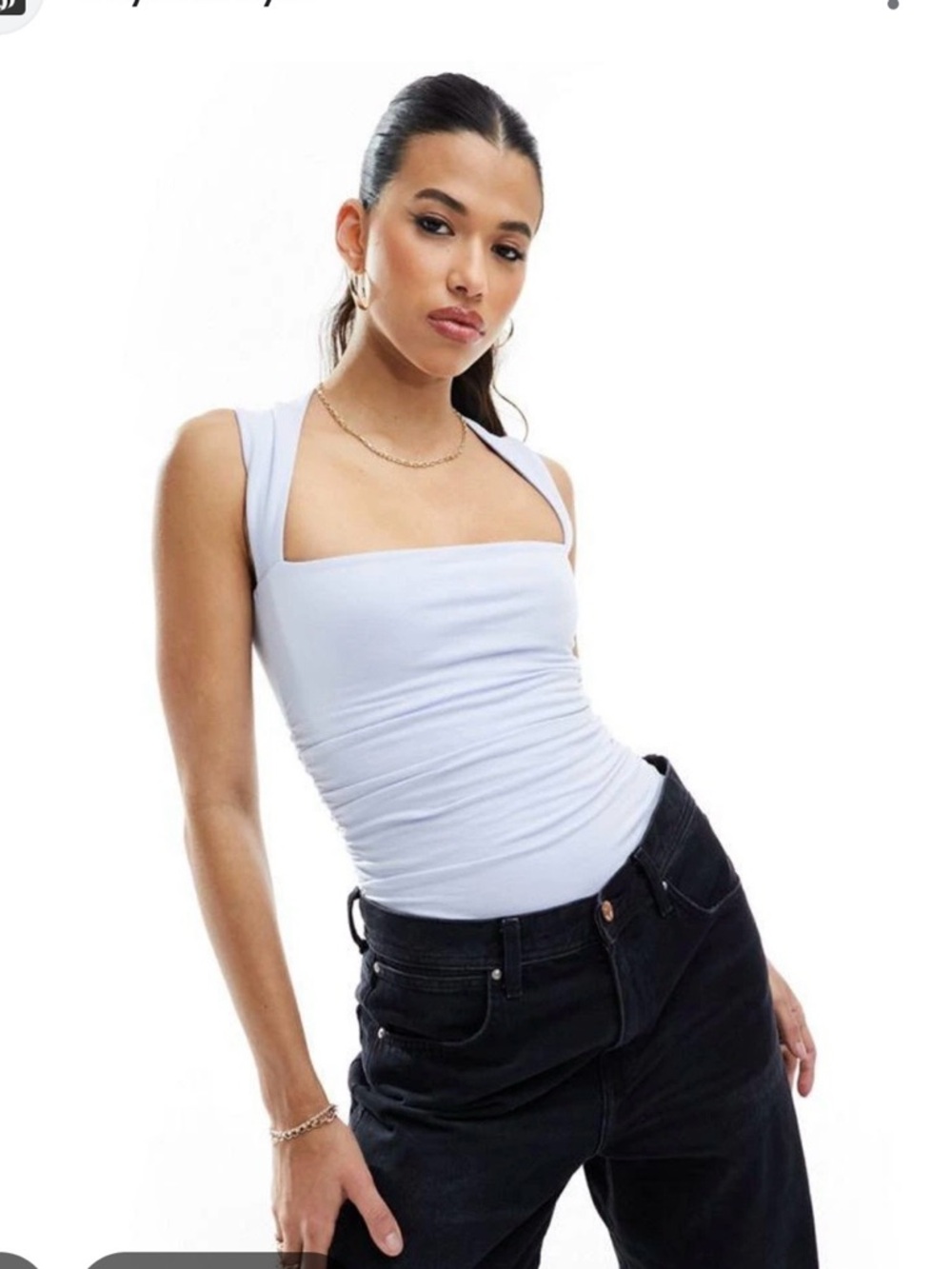 Abercrombie & Fitch White Square Neck Bodysuit